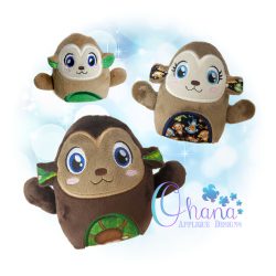 Monkey Eggie Stuffie Embroidery