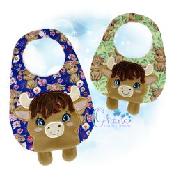 Highland Cow Bib Embroidery