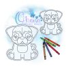 Pug Flat Coloring Doll