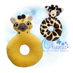 Giraffe Ring Rattle Embroidery